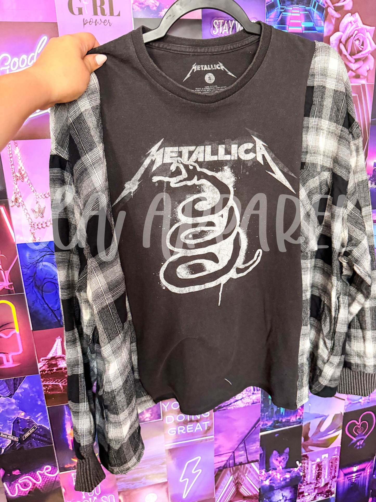 Small Flannel Upcycle Metallica