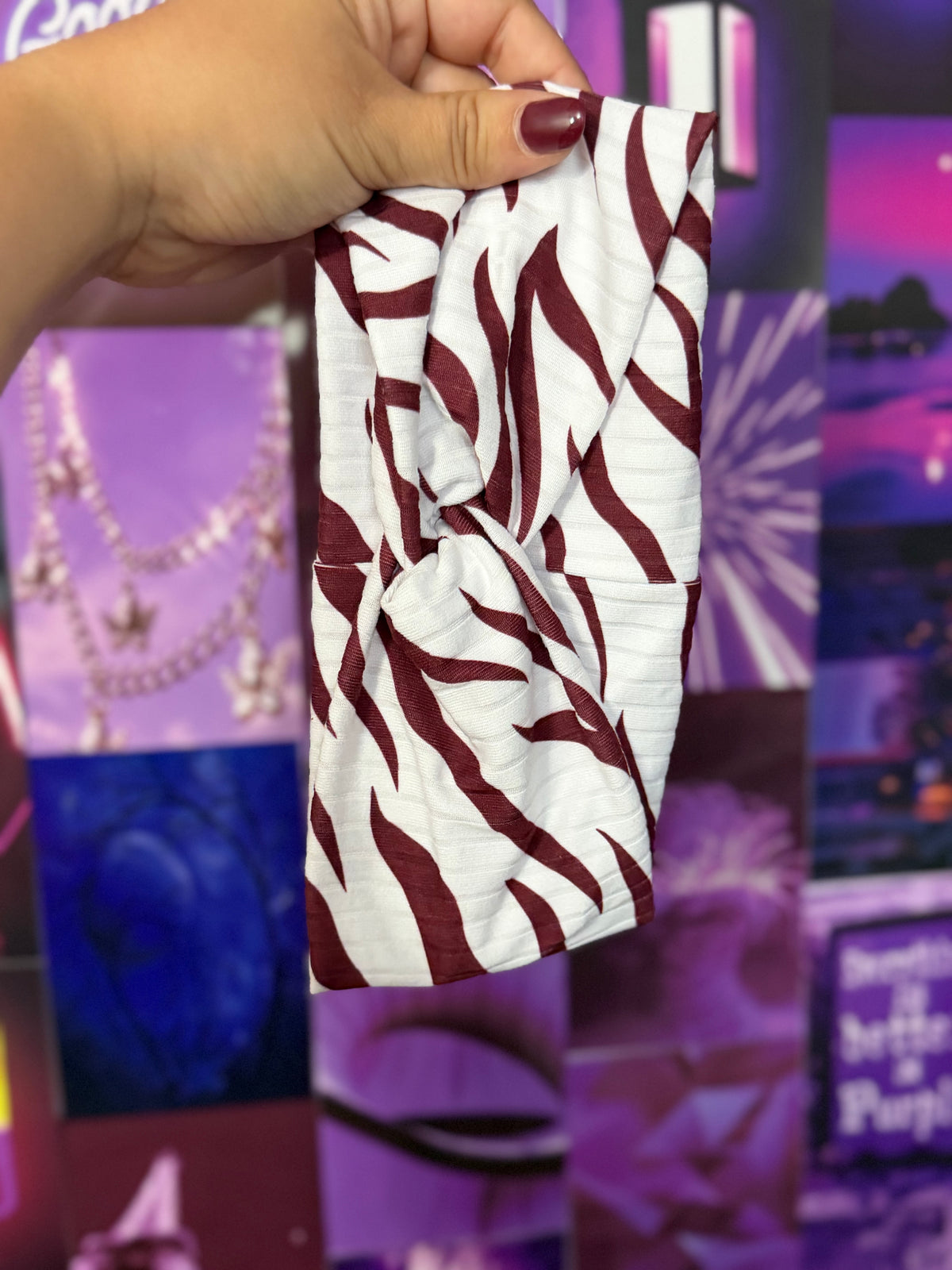 Maroon Tiger Stripes Headband