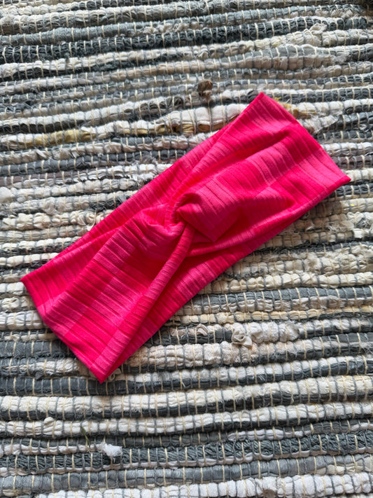 Pink Check Wrap Headband